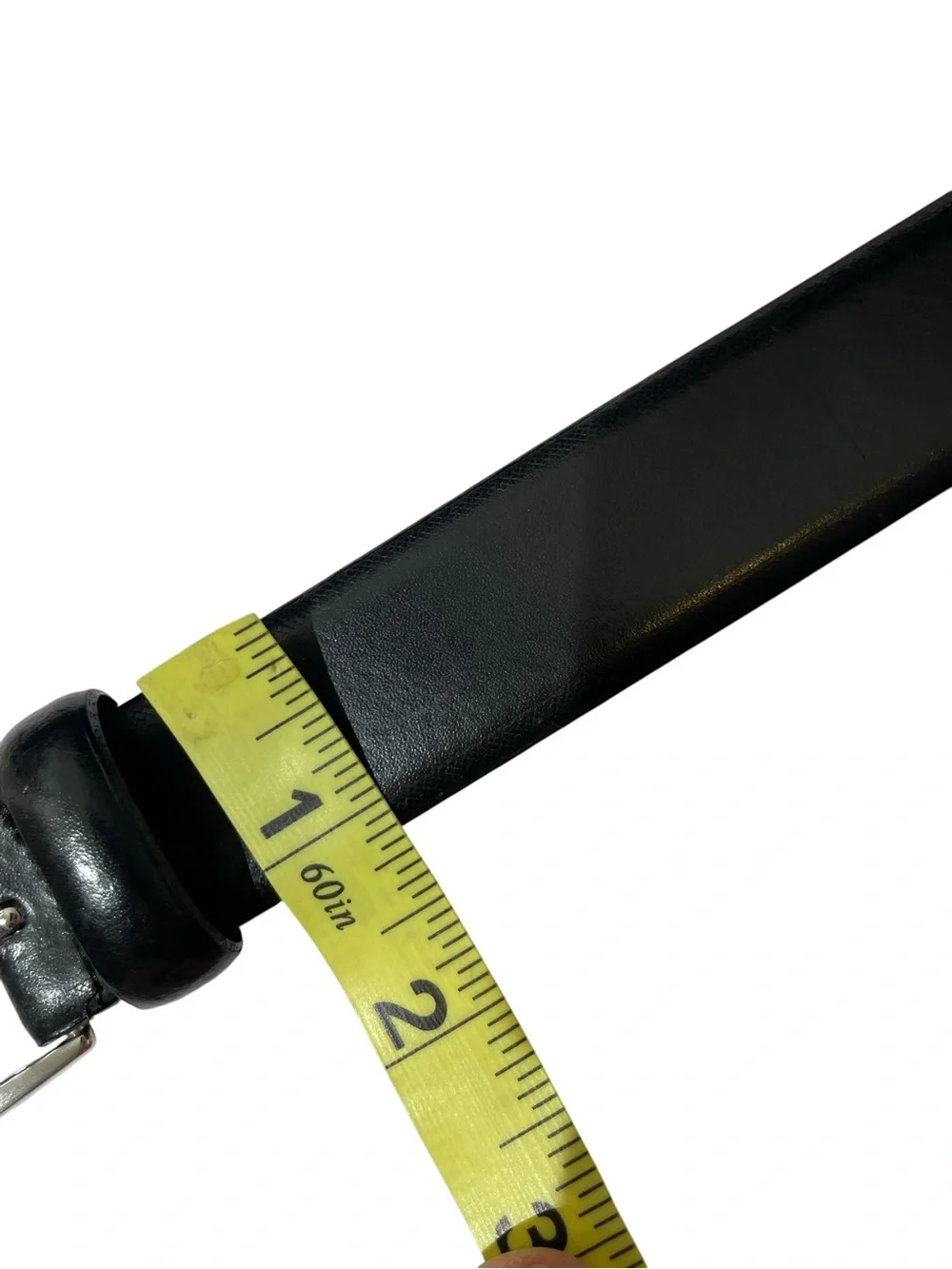 Genuine Italian Leather Made In Italy Black Mens Belt Sz 36 Silver Buckle EUC